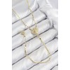 Brass Zircon Stone Crush Chain Medallion Model Gold Color Y Necklace - TJ-BKO10471