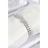 Double-Row Square Design Silver-Colored Zircon Stone Bracelet with Elevator for Women - TJ-BB7730