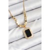 316L Steel Zircon Stone Black Baguette Model Gold Color Women's Necklace - TJ-BKO10480