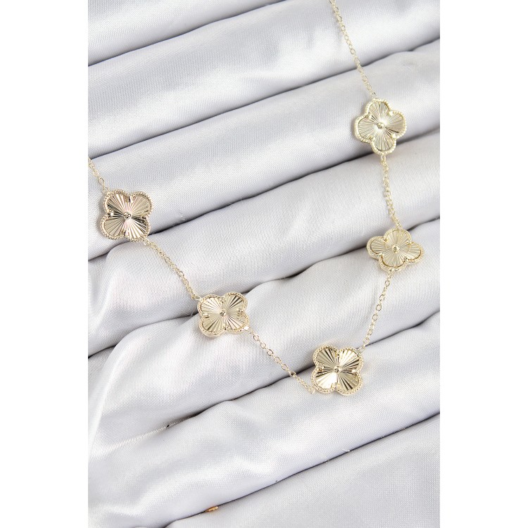 Gold-Colored Women's Necklace with Diamond-Shaped Pendant - TJ-BKO10484