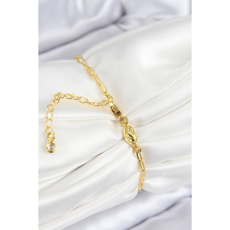 VIP Gold-Colored Women's Bracelet with Zircon Stone Flower Design - TJ-BB7764