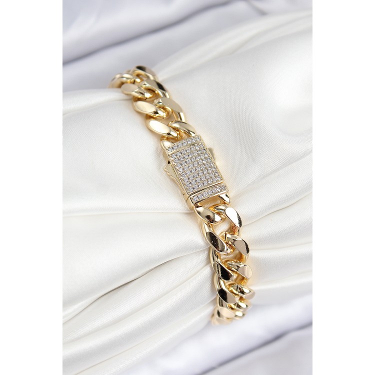VIP Gold-Colored Zircon Stone Cuba Model Women's Bracelet - TJ-BB7765