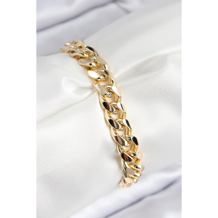 VIP Gold-Colored Classic Chain Bracelet with Zircon Stones for Women - TJ-BB7766