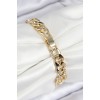 VIP Gold-Colored Women's Bracelet with Zircon Stone Accents and Chain Design - TJ-BB7767