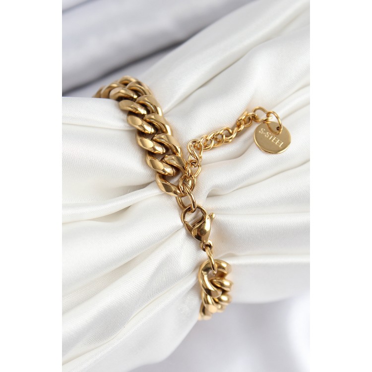 316L Steel Classic Thick Chain Model Gold Color Women's Bracelet - TJ-BB7791