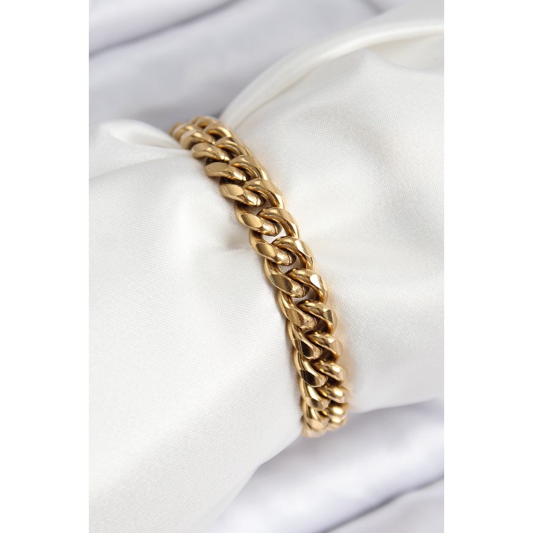 316L Steel Classic Thick Chain Model Gold Color Women's Bracelet - TJ-BB7791