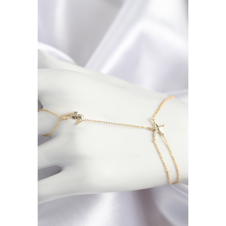 Gold-Colored Sea Horse and Star Model with Zircon Stone - TJ-SN713