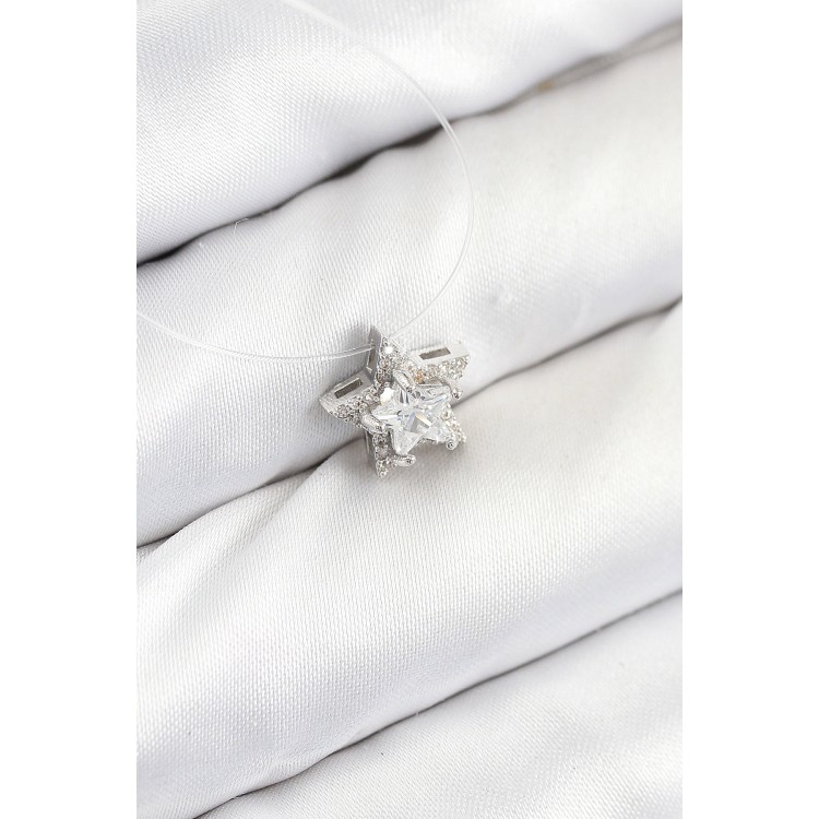 Star-Shaped Silver-Colored Ghost Necklace with Chain - TJ-BKO10504 Star-Shaped Silver-Colored Ghost Necklace with Chain - TJ-BKO10504