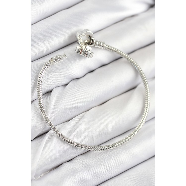 Rice Charm Zircon Stone Clover Model Silver Color Women's Bracelet - TJ-BB7799