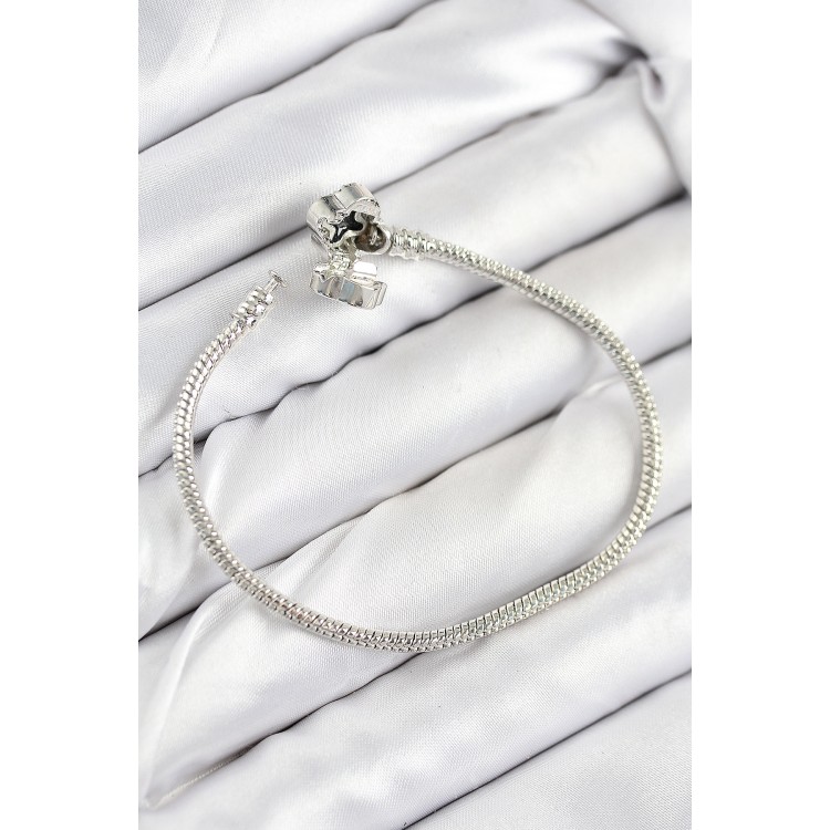 Rice Charm Zircon Stone Clover Model Silver Color Women's Bracelet - TJ-BB7800