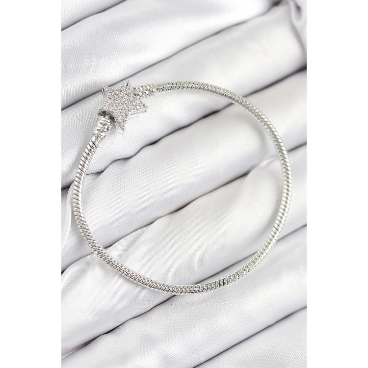 Rice Charm Zircon Stone Star Model Silver Color Women's Bracelet - TJ-BB7804