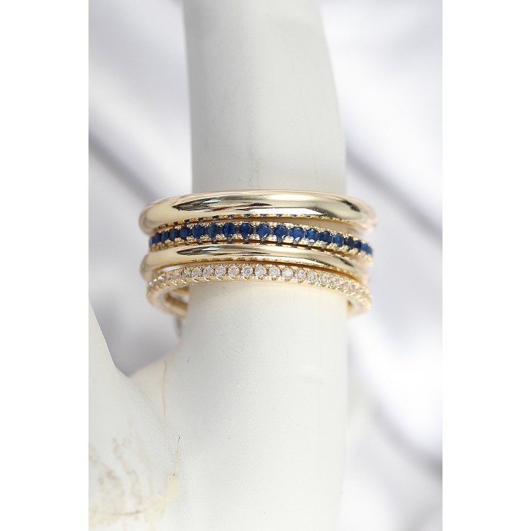 Women's 3-Piece Ring Set with Zircon Stones in Mixed Colors - TJ-BYK3826