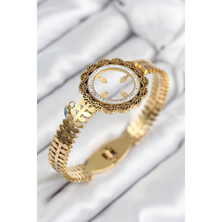 316L Stainless Steel Zircon Stone Quarter Detachable Gold Color Bracelet - TJ-BB7821
