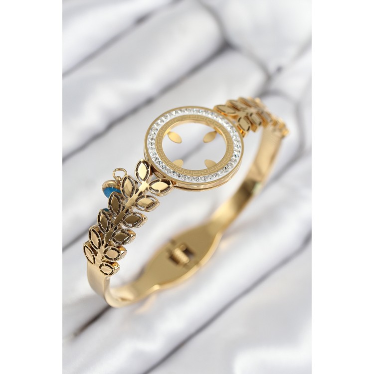 316L Stainless Steel Zircon Stone Quarter Detachable Gold Color Bracelet - TJ-BB7823