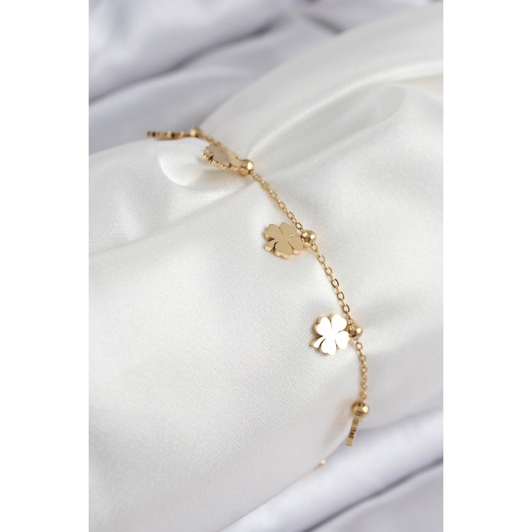 316L Steel Sequential Clover Model Gold Color Women's Bracelet - TJ-BB7824 316L Steel Sequential Clover Model Gold Color Women's Bracelet - TJ-BB7824
