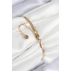 316L Stainless Steel Nazar Bead Detailed Clover Design Italian Chain Gold Color Women's Bracelet - TJ-BB7826