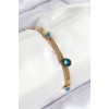 316L Steel Evil Eye Bead Detailed Blue Zircon Stone Model Italian Chain Gold Color Women's Bracelet - TJ-BB7828