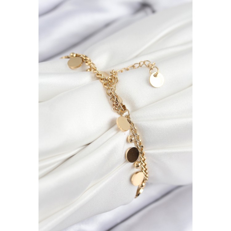 316L Steel Sequential Bead Pattern Gold Color Women's Bracelet - TJ-BB7846