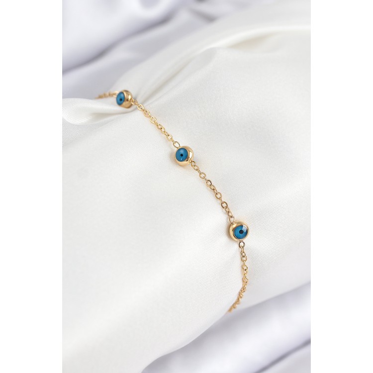 316L Stainless Steel Evil Eye Bead Model Gold Color Women's Bracelet - TJ-BB7841