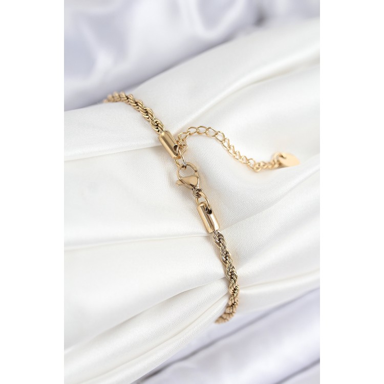 316L Stainless Steel Evil Eye Bead Detailed Life Flower Design Gold Color Women's Bracelet - TJ-BB7838