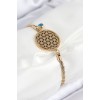 316L Stainless Steel Evil Eye Bead Detailed Life Flower Design Gold Color Women's Bracelet - TJ-BB7838