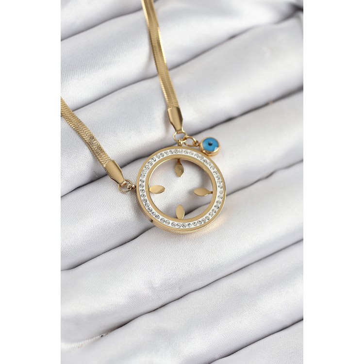 316L Steel Zircon Stone Quarter Detachable Gold Color Women's Necklace - TJ-BKO10506 316L Steel Zircon Stone Quarter Detachable Gold Color Women's Necklace - TJ-BKO10506
