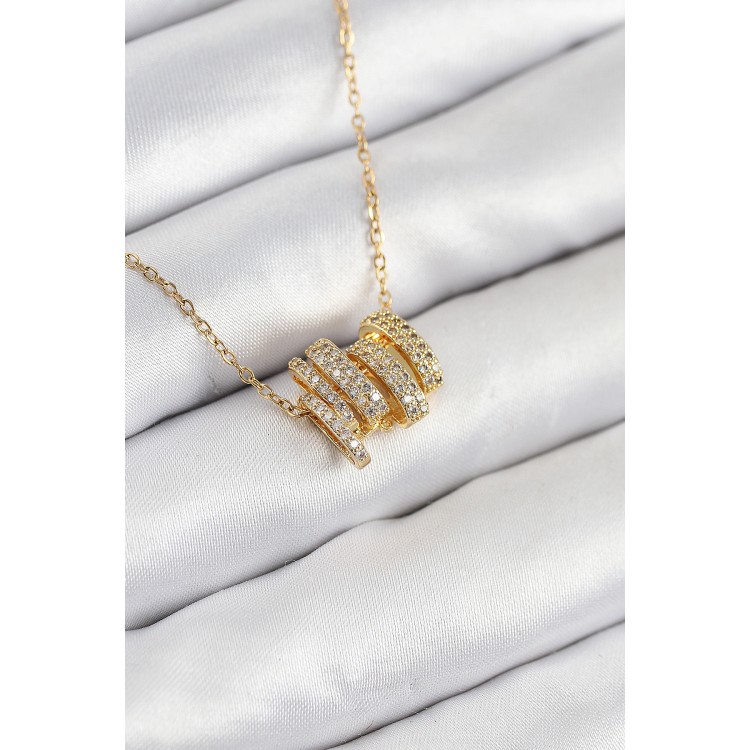 316L Steel Zircon Stone Spiral Model Gold Color Women's Necklace - TJ-BKO10512 316L Steel Zircon Stone Spiral Model Gold Color Women's Necklace - TJ-BKO10512