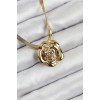 316L Stainless Steel Rose-Shaped Italian Chain Model Gold-Colored Women's Necklace - TJ-BKO10513