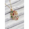 316L Steel Peacock Model with Zircon Stones, Gold Color Women's Necklace - TJ-BKO10514