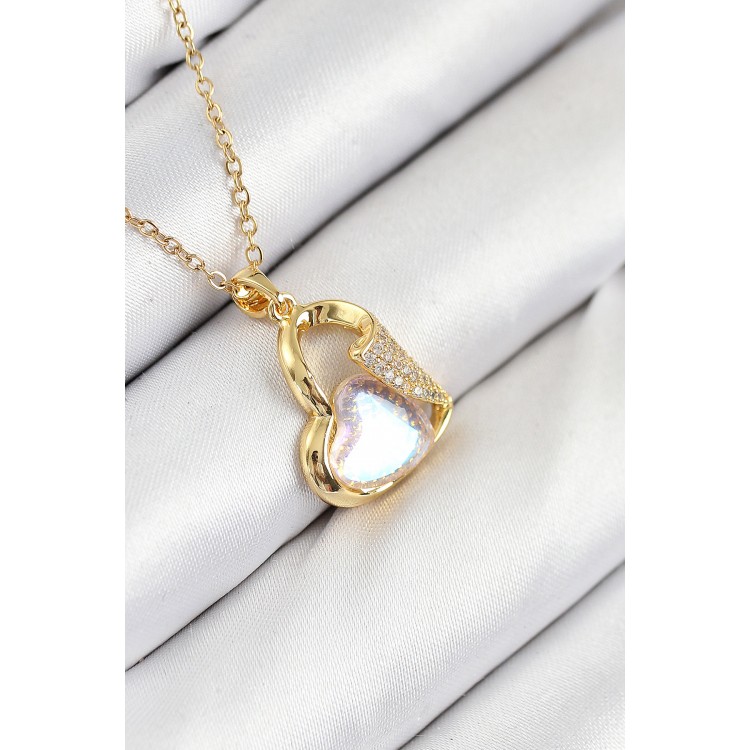 316L Steel Zircon Stone Heart Model Gold Color Women's Necklace - TJ-BKO10523 316L Steel Zircon Stone Heart Model Gold Color Women's Necklace - TJ-BKO10523