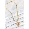 316L Steel Zircon Stone Winged Heart Model Gold Color Women's Necklace - TJ-BKO10533