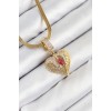 316L Steel Zircon Stone Winged Heart Model Gold Color Women's Necklace - TJ-BKO10533