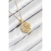 316L Steel Zircon Stone Moon and Sun Model Gold Color Women's Necklace - TJ-BKO10538