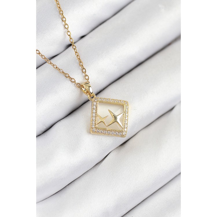 316L Steel Zircon Stone Star Model Gold Color Women's Necklace - TJ-BKO10540 316L Steel Zircon Stone Star Model Gold Color Women's Necklace - TJ-BKO10540