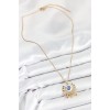 316L Steel Zircon Stone Nazar Model Gold Color Women's Necklace - TJ-BKO10544