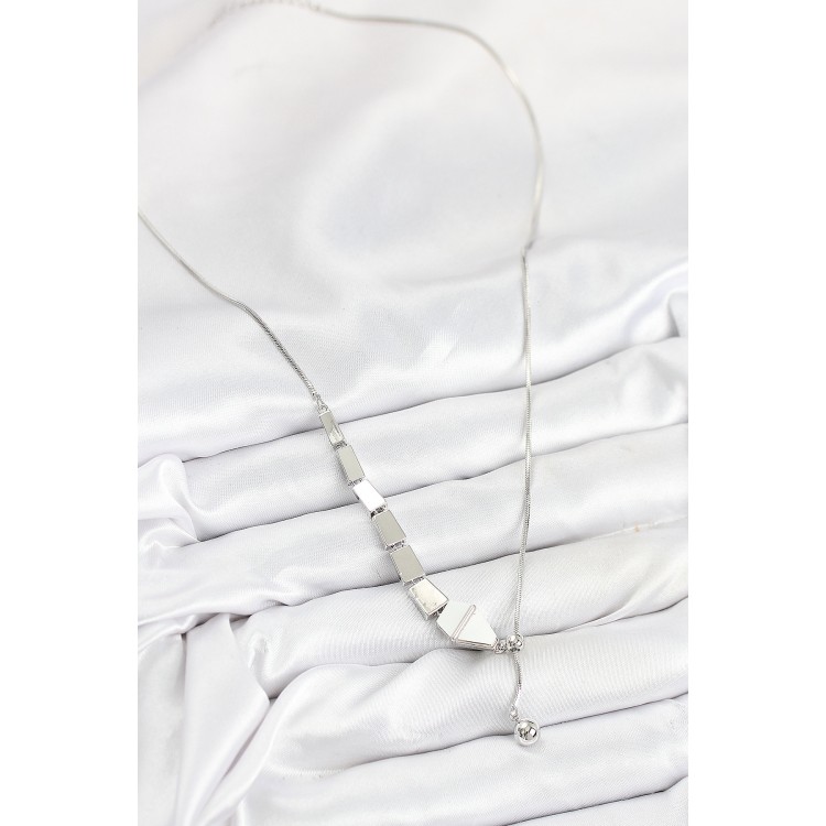 Rice Snake Model Silver Color Elevator Women's Necklace - TJ-BKO10553