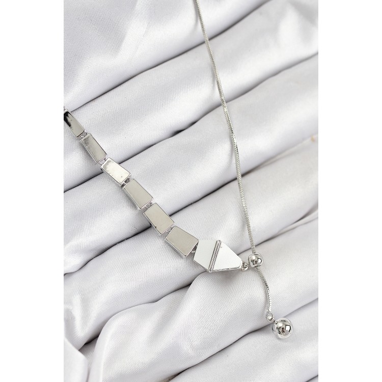 Rice Snake Model Silver Color Elevator Women's Necklace - TJ-BKO10553 Rice Snake Model Silver Color Elevator Women's Necklace - TJ-BKO10553