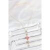 Pink Gold Color Zircon Stone Y Necklace with Chain - TJ-BKO10556