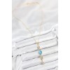 Blue Gold Color Zircon Stone Y Necklace with Rice Chain - TJ-BKO10558