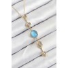 Blue Gold Color Zircon Stone Y Necklace with Rice Chain - TJ-BKO10558