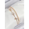 Gold-Colored Women's Bracelet with Zircon Stone Heart Design - TJ-BB7861