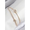 Gold-Colored Women's Bracelet with Zircon Stone Heart Design - TJ-BB7869
