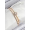 Gold-Colored Women's Bracelet with Zircon Stones in Baguette Cut - TJ-BB7871