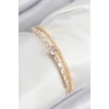 Gold-Colored Women's Bracelet with Zircon Stone Heart Design - TJ-BB7873