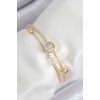 Gold-Colored Women's Bracelet with Zircon Stone Diamond Design - TJ-BB7879