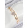 Gold-Colored Women's Bracelet with Zircon Stones in a Four-Leaf Clover Design - TJ-BB7885