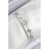 Women's Silver-Colored Clover-Shaped Bracelet with Zircon Stones - TJ-BB7886
