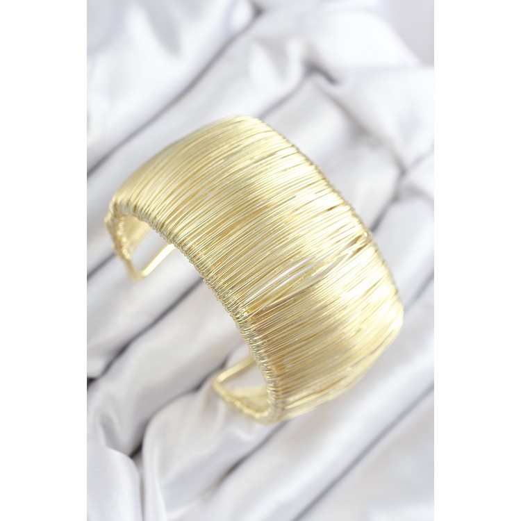 Gold-Colored Women's Wristband with Rice-Shaped Wire Winding - TJ-BB7893