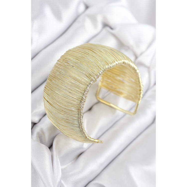 Gold-Colored Women's Wristband with Rice-Shaped Wire Winding - TJ-BB7893