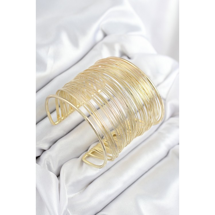 Gold-Colored Women's Wristband with Rice Thread Winding Design - TJ-BB7895
